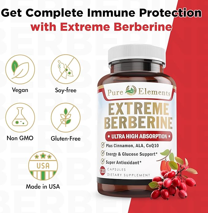 Extreme Berberine Plus with ALA, Coq10, Turmeric, Cinnamon, Bitter Melon, banaba Leaf, Korean Panax, Royal Jelly, and Other 21 Herbs for Healthy Blood Sugar and Overall Health and Immunity