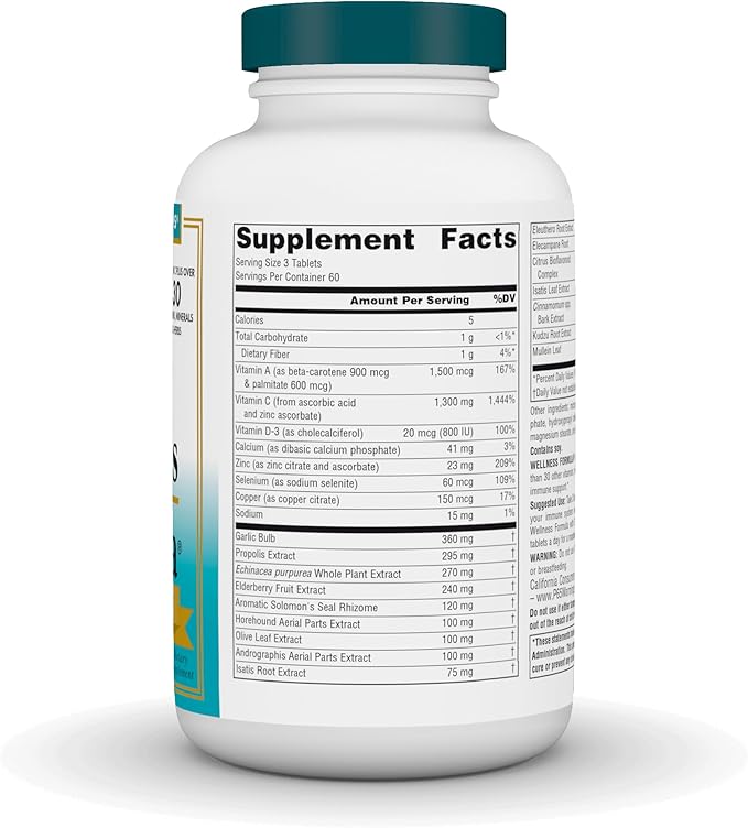 Source Naturals Wellness Formula Bio-Aligned Vitamins & Herbal Defense - Immune System Support Supplement & Immunity Booster* - 180 Tablets