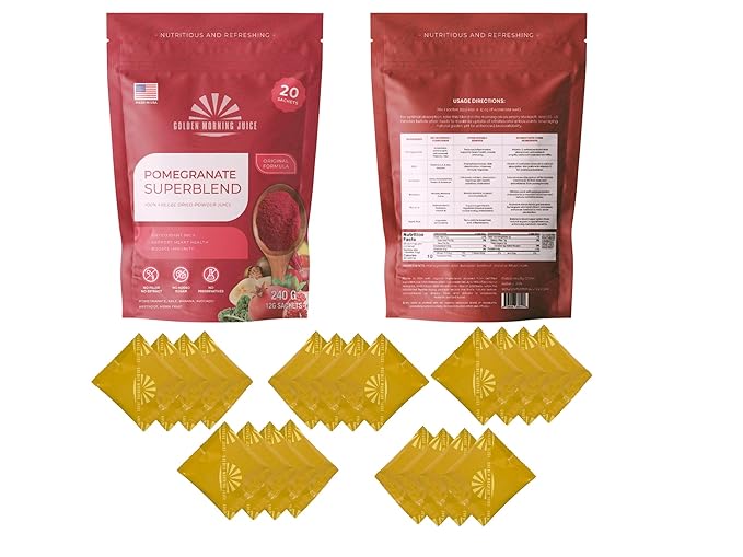 Pomegranate Superblend 100% Freeze Dried Powder Juice, Pomegranate, Avocado, Kale, Beets, Banana, Monk Fruit, No Sugar added.