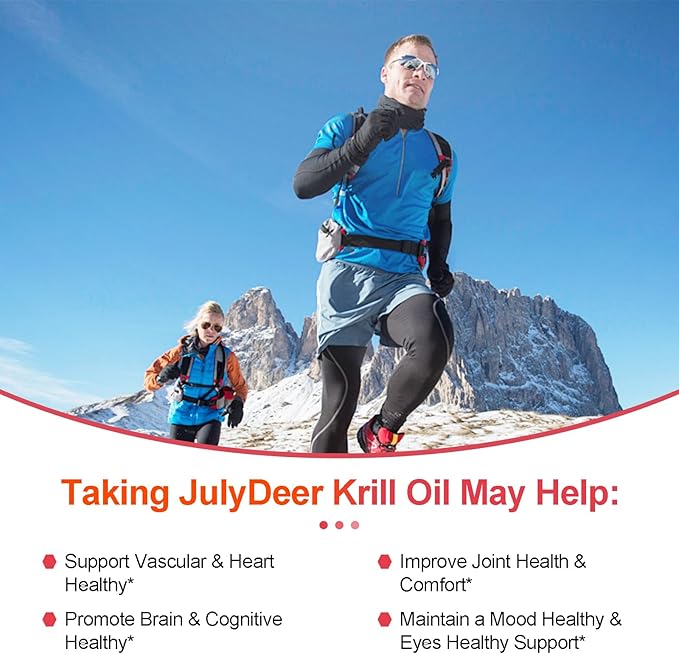 Antarctic Krill Oil 1000 mg with Omega-3s EPA, DHA, Astaxanthin and Phospholipids 60 Softgels Supplement No Fishy Aftertaste for Joint, Heart, Brain and Immunity
