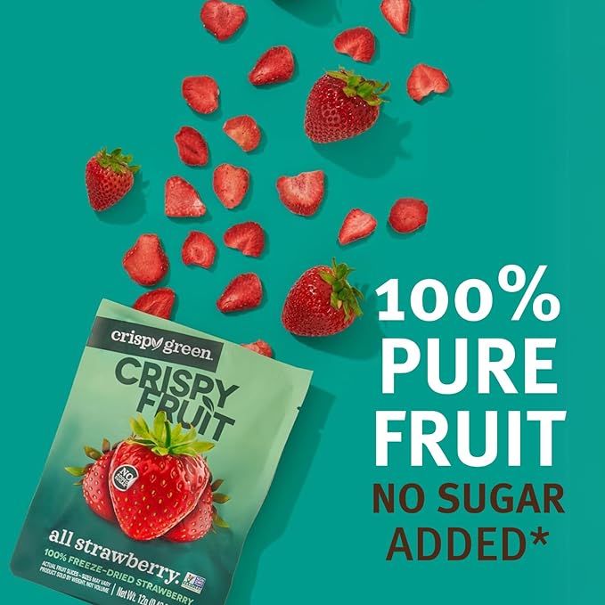 Crispy Green Natural Freeze-Dried Fruit, Strawberry Single-Serve, No Sugar Added, 0.42 Ounce (Pack of 12)