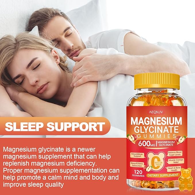 Magnesium Glycinate Gummies 600mg High Absorption, Magnesium Glycinate for Women and Men with Vitamin D, B6, and CoQ10 for Adults & Kids, Magnesium Supplement for Calm Support & Sleep, 120 Count