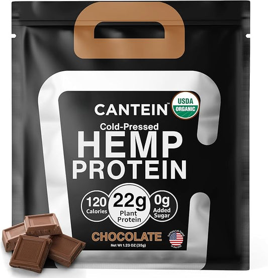 Organic Hemp Protein Powder, Plant Based and Vegan Protein Shake, Lactose and Dairy Free, Gluten Free, Clean and Natural- Chocolate (1 Serving)
