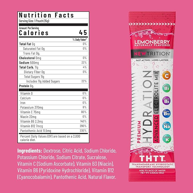 Hydration Powder, Electrolyte Powder Packets, Naturally Flavored Hydrating Packets for Water, Fast Acting Hydrate Electrolytes with Vitamins C & D