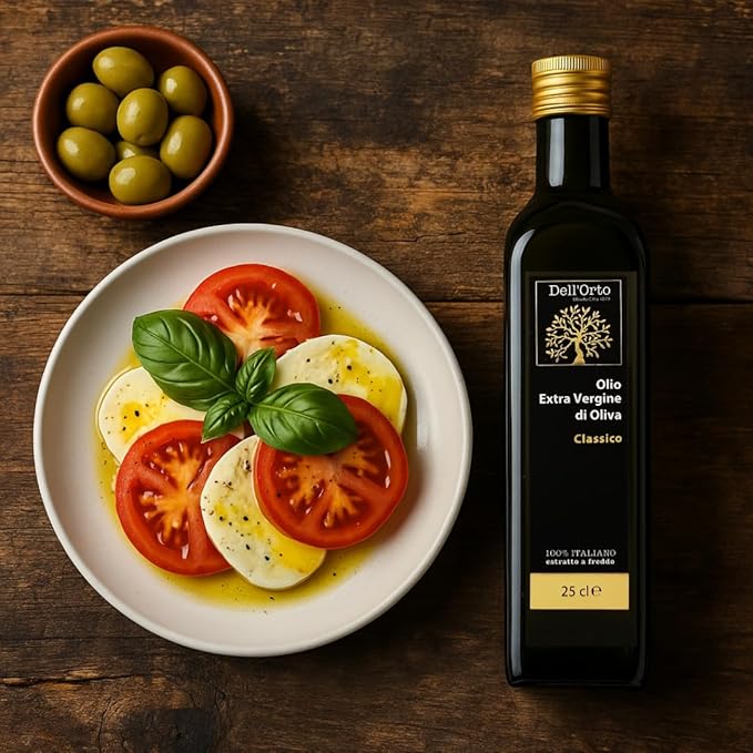 Dell'Orto Classic Ultra Premium Extra Virgin Olive Oil (250ml) | Award-Winning, First Cold Pressed | Low Acidity, Polyphenol Rich Olive Oil | Harvest Date, Campania Family Estate | 8.45 fl oz