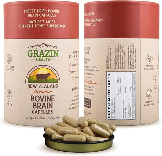 Beef Brain Capsules: 1500 Mg Brain/ 1500 Mg (30 Servings)