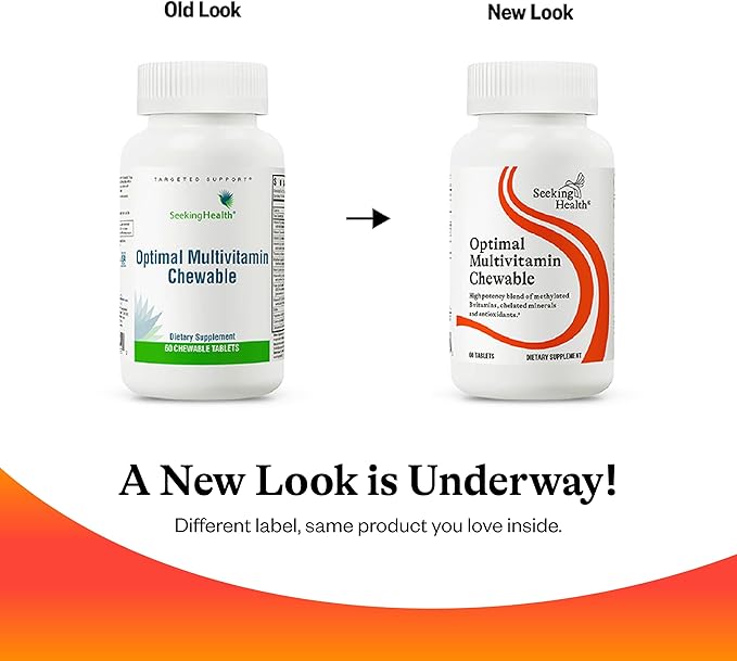Seeking Health Optimal Multivitamin Chewable, Active B Vitamins with B12 and L-5-MTHF, Daily Vitamin for Men and Women, Wellness and Immune Support, Vegetarian (60 Tablets)*