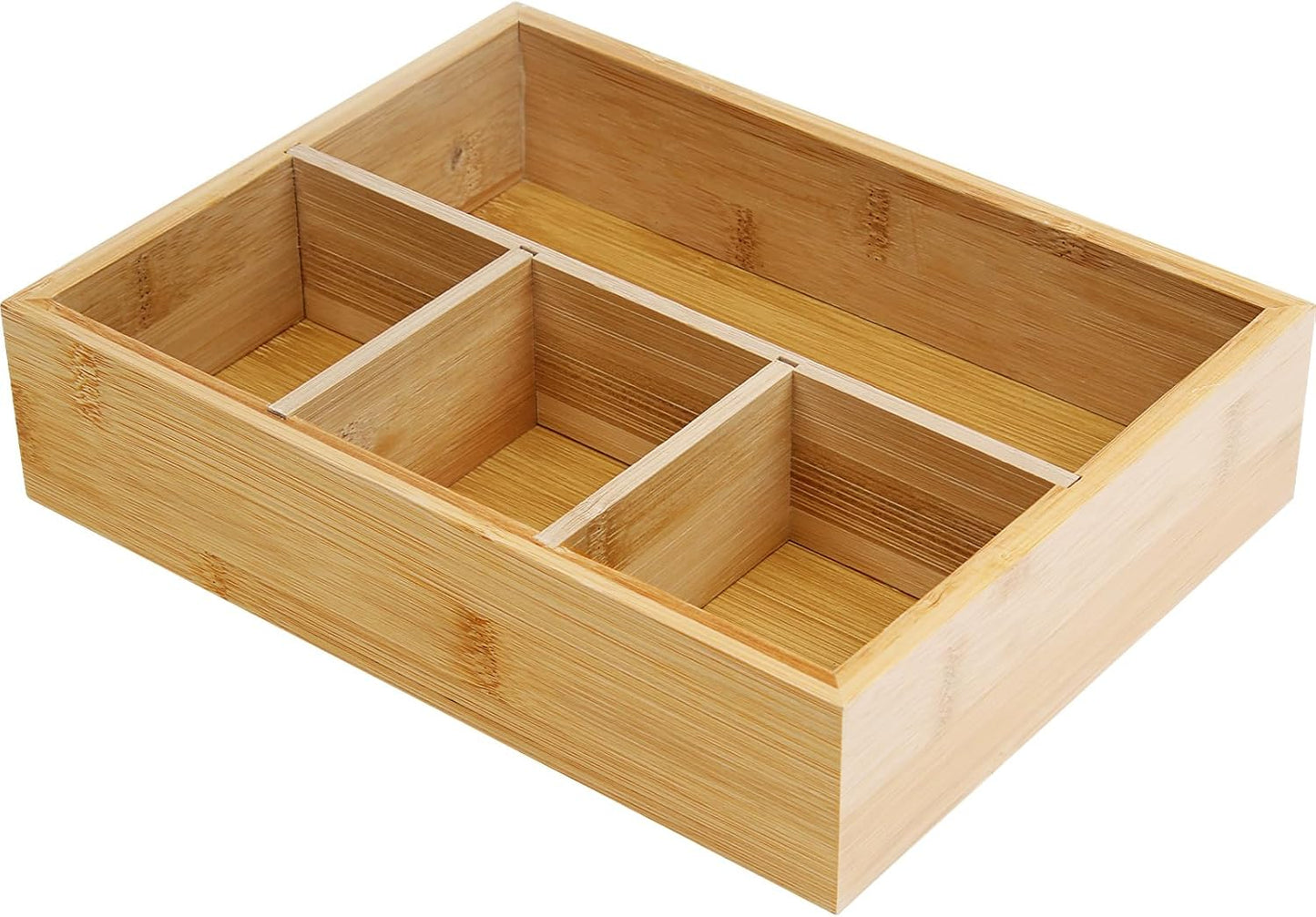 Tea Bag/Sugar Packet Holder,Coffee Station Condiment Organizer,Bamboo Tea Organizer,Large 4-Compartment Organizer Tray for Drawer/Shelf/Countertop(10.2 x 7.9 x 2.4 inch)