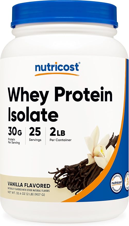 Nutricost Grass-Fed Whey Protein Isolate (Vanilla) 2LBS - Non-GMO, Gluten Free, Natural Flavors