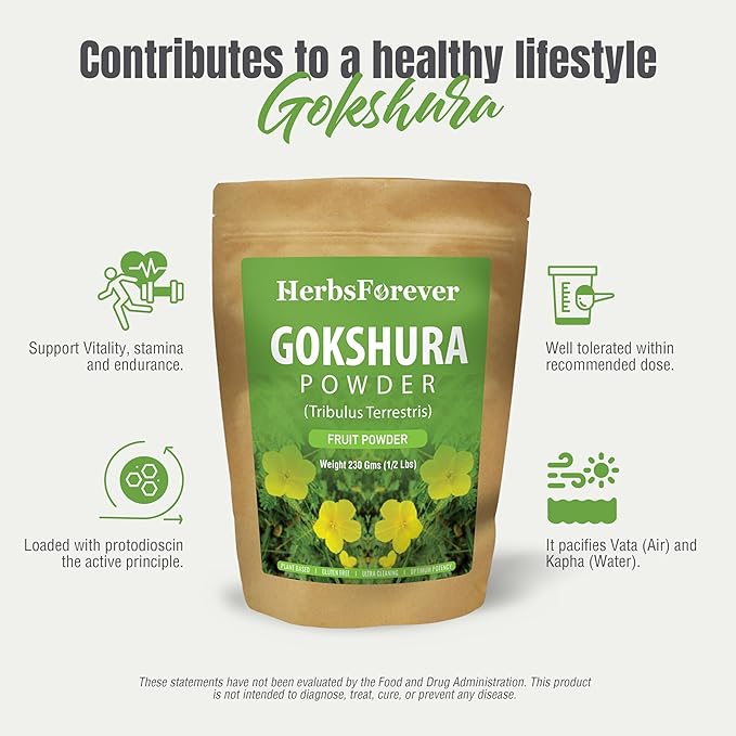 Gokshura Powder | Tribulus Terrestris | Authentic Ayurvedic Herb for Everyday Use | Non-GMO, Vegan, 100% Pure & Natural | 230 GMS Herbal Supplement