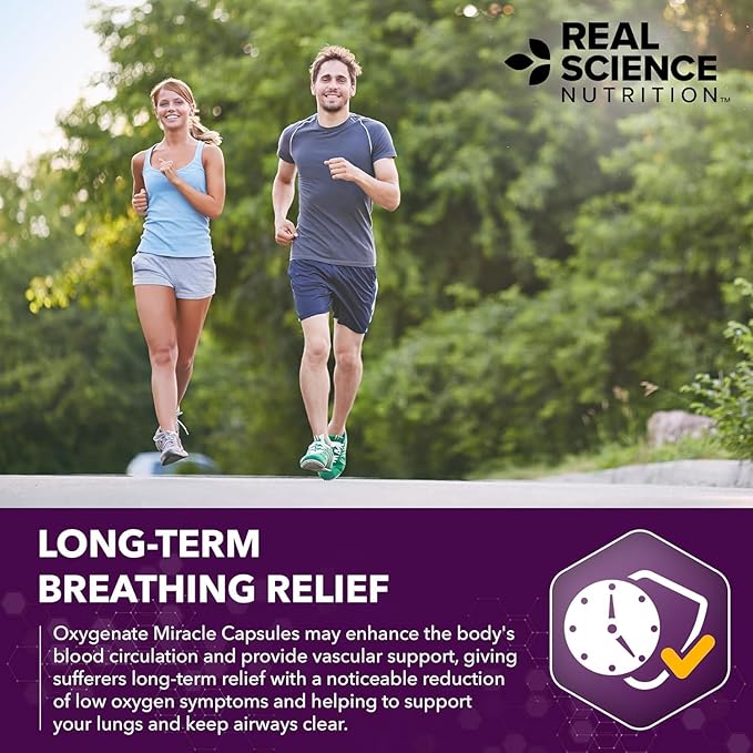 Real Science Oxygenate Miracle (Pack of 3) – Lung Support Supplement to Help Relieve Wheezing, Shortness of Breath, Rapid Heart Rate & Fatigue – for Clear Lungs & Breath Support, 60 Caps Each