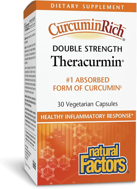 Natural Factors, CurcuminRich Double Strength Theracurmin, 60 mg, Just 1 Capsule Daily, Formulated for Superior Absorption, 30 Count (Pack of 1)