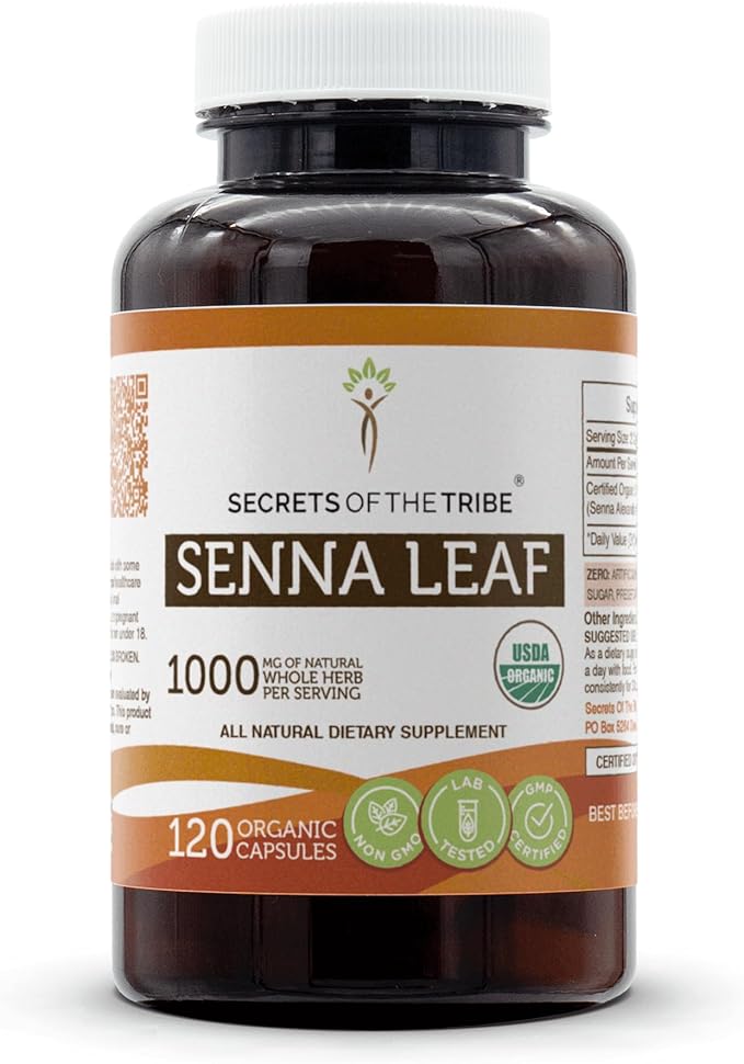 Secrets of the Tribe Senna Leaf USDA Organic 120 Capsules | Made with Organic Vegetarian Capsules and Organic Senna Leaf (Senna Alexandrina) Dried Leaf (120 Capsules)