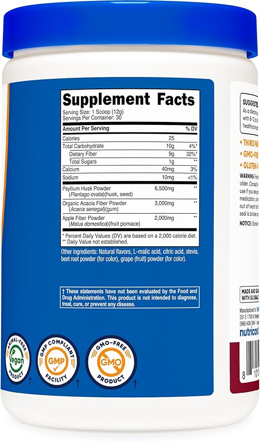 Nutricost Soluble Fiber (Berry Flavored) 30 Servings - Vegan, Non-GMO, Gluten Free
