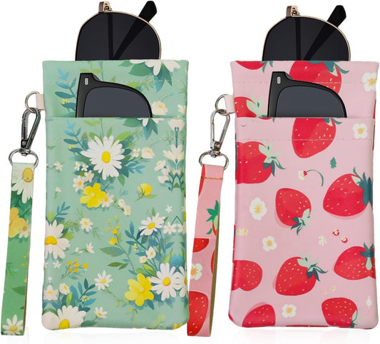 Double Eyeglass Case Soft Dual Glasses Case for Women Men Travel Squeeze Top Sunglasses Cases Eyeglasses Pouch