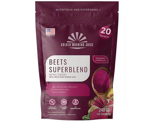 Beets Superblend 100% Freeze Dried Powder Juice, Beets, Pomegranate, Avocado, Kale, Banana, Monk Fruit, No Sugar Added.