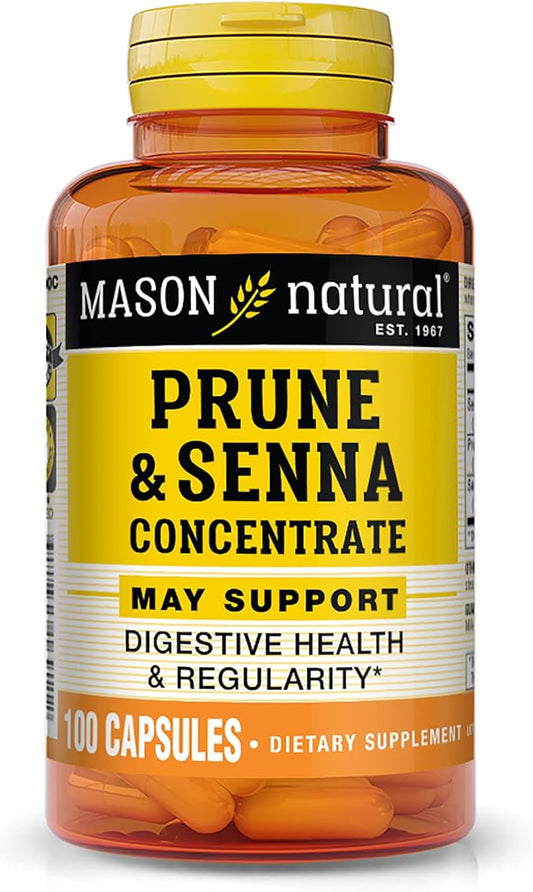 MASON NATURAL Prune Senna Concentrate - Natural Vegetable Laxative, Promotes Regularity and Bowel Function, Improves Digestive Health, 100 Capsules