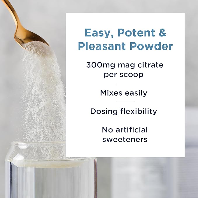 Designs for Health MagCitrate Powder - 300mg Powdered Magnesium Citrate to Support Calm + Regularity - Non-GMO, Gluten Free Delicious Drink Mix Add-in, Lemon Flavor (60 Servings / 240g)