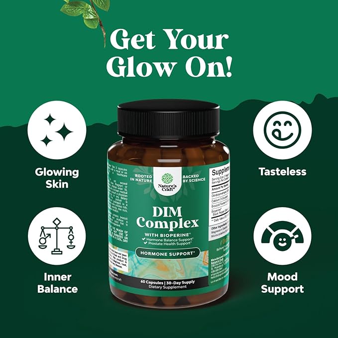Bundle of Complete Herbal Menopause Supplement for Women for Night Sweats Mood and More with Dong Quai Vitex Chaste Berry and Black Cohosh and Extra Strength Diindolylmethane DIM Supplement - DIM Comp