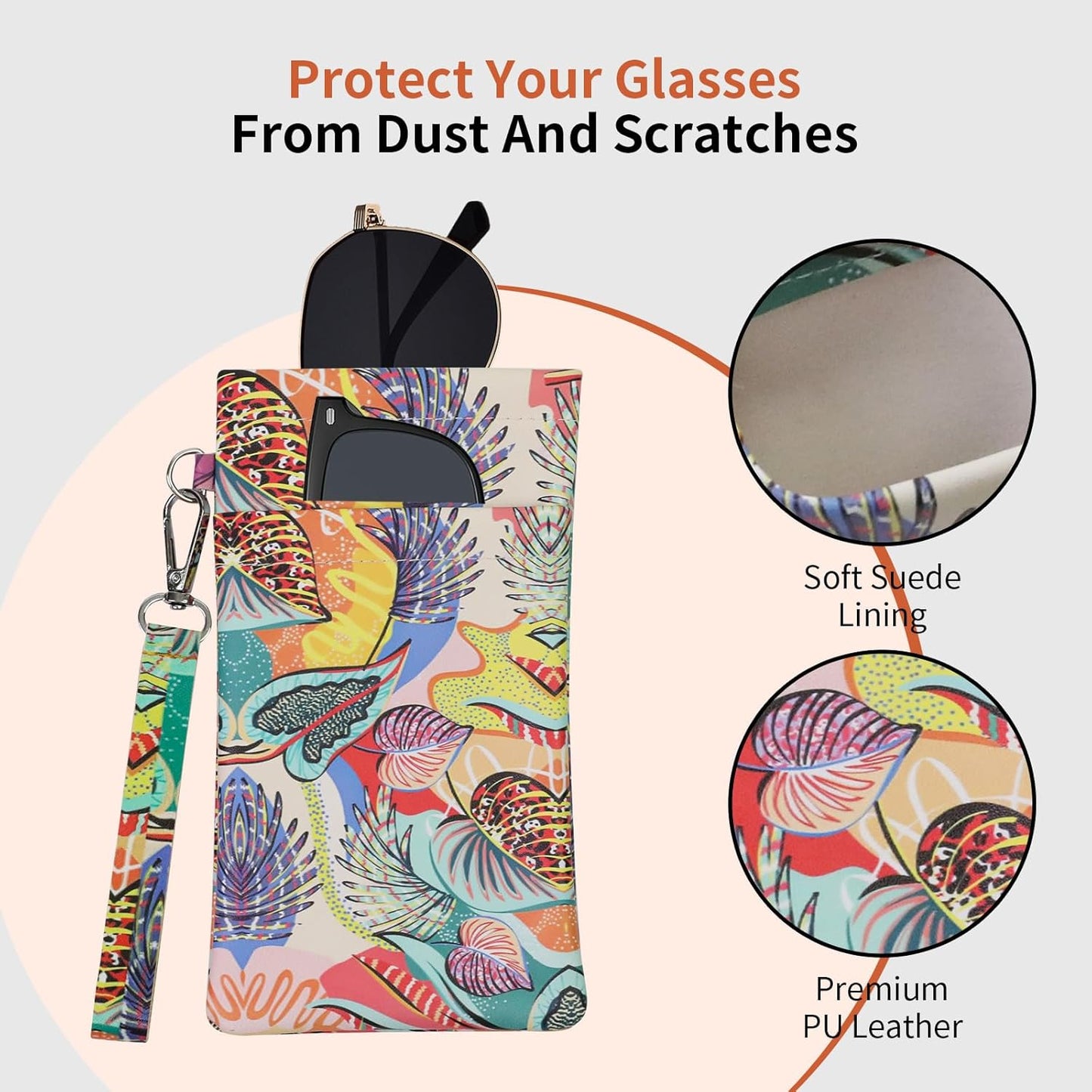 Double Eyeglass Case Soft Dual Glasses Case for Women Men Travel Squeeze Top Sunglasses Cases Eyeglasses Pouch