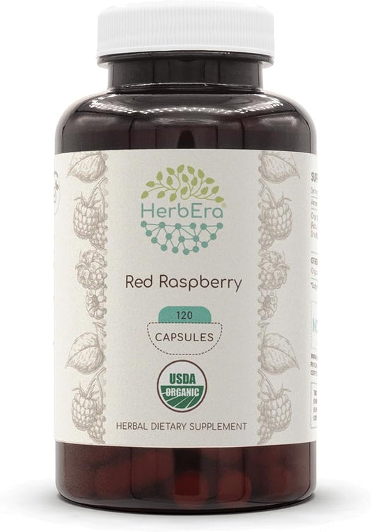 Red Raspberry USDA Organic 120 Capsules | Natural Herbal Supplement | Certified Organic Vegetarian Capsules and Organic Red Raspberry (Rubus idaeus) Dried Leaf (120 Capsules)