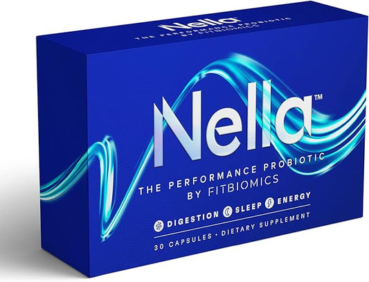 Nella Gut Health Supplements for Women & Men (30 Capsules), Energy Boosting Probiotics for Digestive Health, 3 Strains, Daily Probiotic Pills, Supports Workout & Recovery