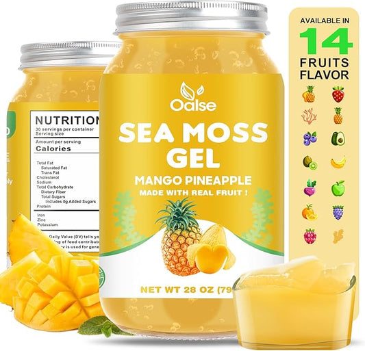 (28OZ Irish Sea Moss Gel Mango Pineapple Flavor - Natural Seamoss Gel with 92 Minerals and Vitamins - Non-GMO, Gluten-Free, Vegan - Immune Support