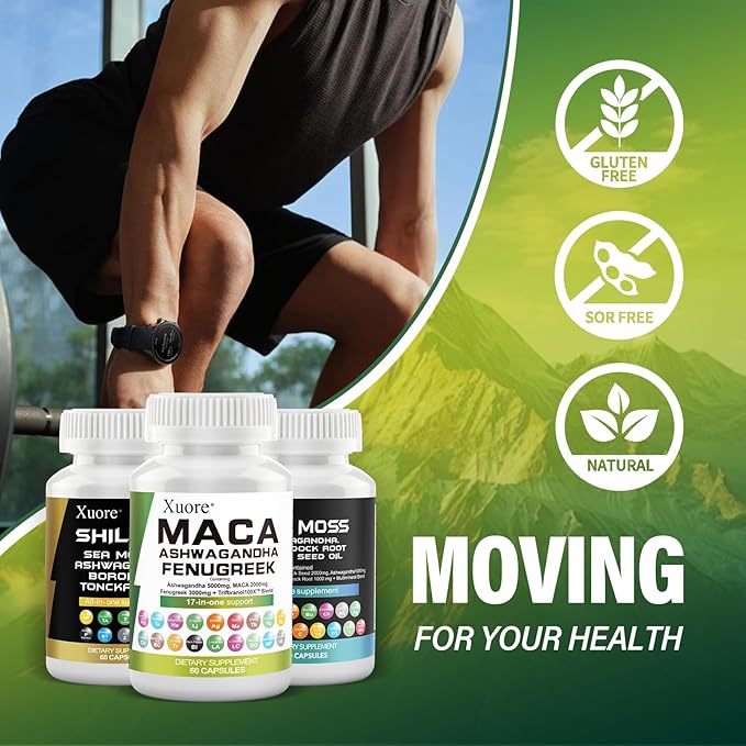 Sea Moss, Black Seed Oil, Ashwagandha, Ginger, Shilajit, Rhodiola Rosea, Panax Ginseng, Maca Root, Fenugreek, Trifibranol100X,All in 1 Supplements (1 Pack)