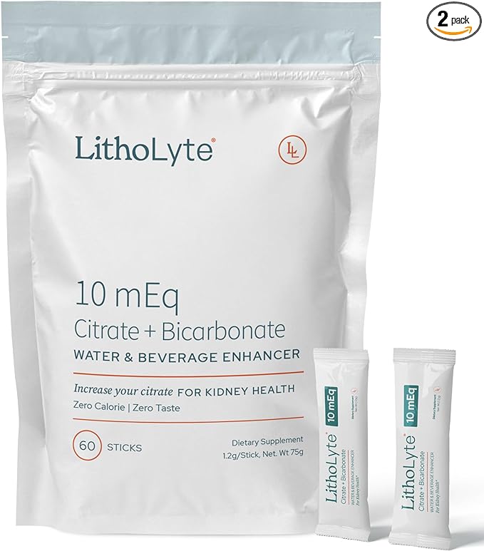 Kidney Health | Water & Beverage Enhancer 10 mEq, Developed by Urologists, 2 Pack (120 Sticks)