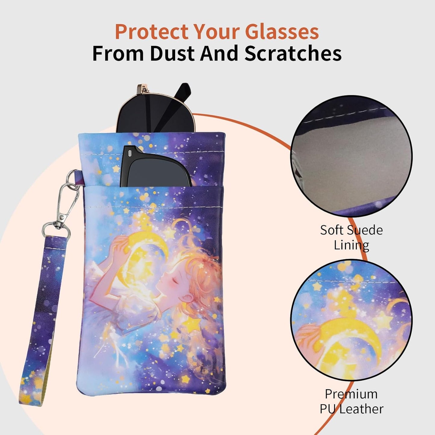 Double Eyeglass Case Soft Dual Glasses Case for Women Men Travel Squeeze Top Sunglasses Cases Eyeglasses Pouch