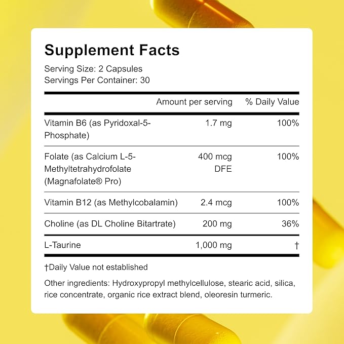 Sharpen – Brain Supplement for Focus, Memory & Long-Term Cognitive Support | 1000mg Taurine, Choline & B-Complex | Vegan, Non-GMO, Nootropic for Cellular Brain Health