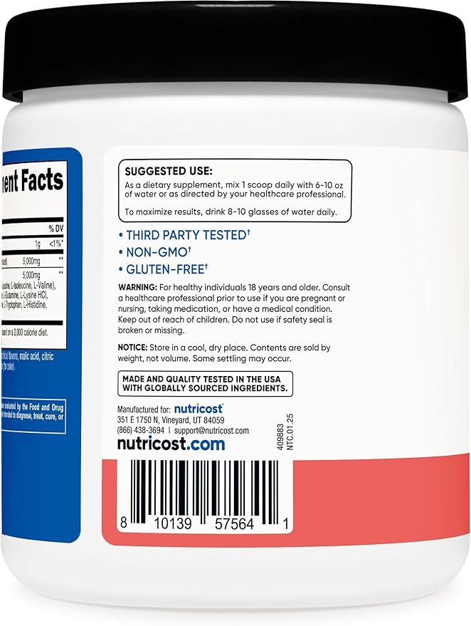 Nutricost Creatine + Aminos 30 Servings (Watermelon Flavored) - 5,000mg Creatine Monohydrate + 5000mg Amino BCAA Blend Per Serving
