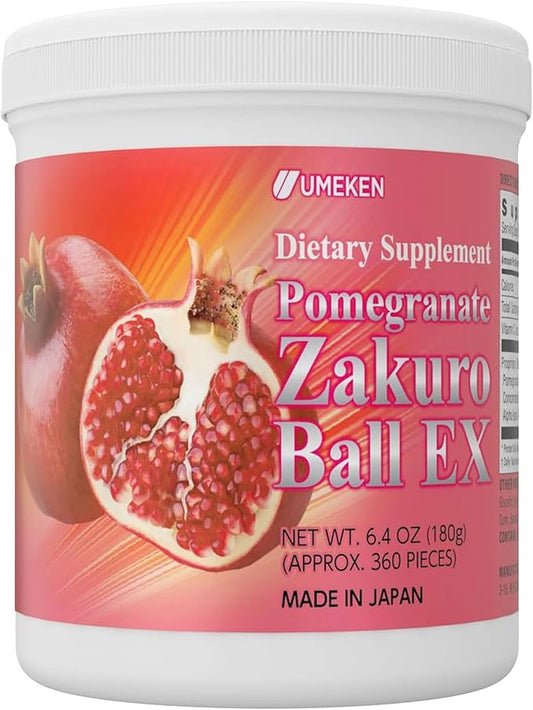 Pomegranate Balls, Chewable Supplement with Natural Vitamins, Minerals, Citric Acids & Tannins, Japanese Pomegranate Supplements for Women, 2 Month Supply, 360 Count Bottle, Pack of 1