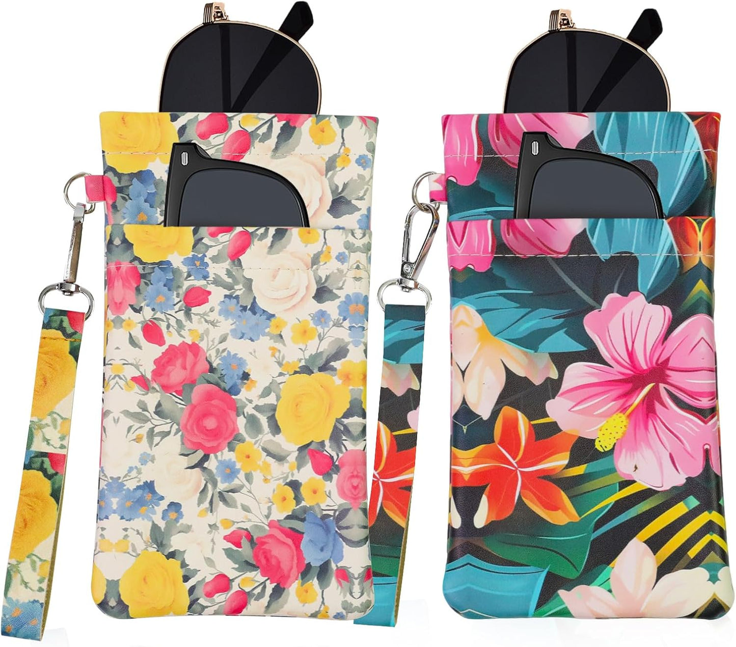 Double Eyeglass Case Soft Dual Glasses Case for Women Men Travel Squeeze Top Sunglasses Cases Eyeglasses Pouch