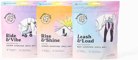 Dog Treats Jerky Snack Bars, Variety 3-16 oz Bags, Puppy & Dog Training Treats, Natural Superfood Grain Free Treat, Real Salmon, Chicken, Beef, Superfoods, Corn & Soy Free