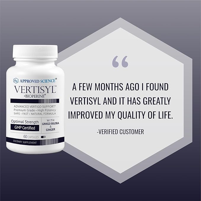 Approved Science VertiSyl - Ginkgo Biloba, Ginger, Vitamin D3, BioPerine - 30 Capsules - 1 Month Supply