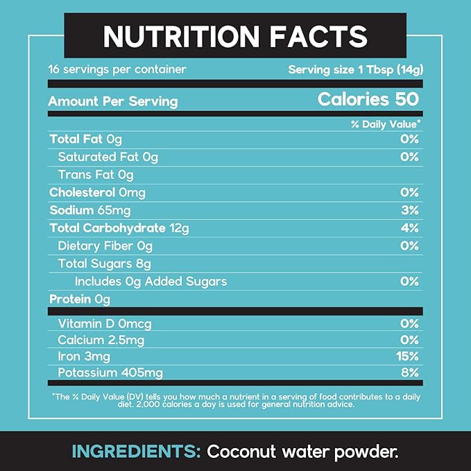 Dolce Superfoods Coconut Water Powder, Natural Electrolyte Powder for Daily Hydration & Wellness, Powdered Coconut Water with Potassium, Sodium, & Magnesium, 8oz