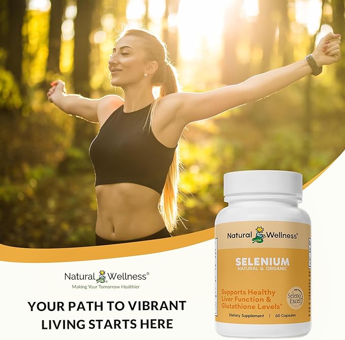 Natural Wellness Organic Selenium 200 mcg – SelenoExcell for Antioxidant, Thyroid, and Metabolism Support – 60 Capsules, 60-Day Supply