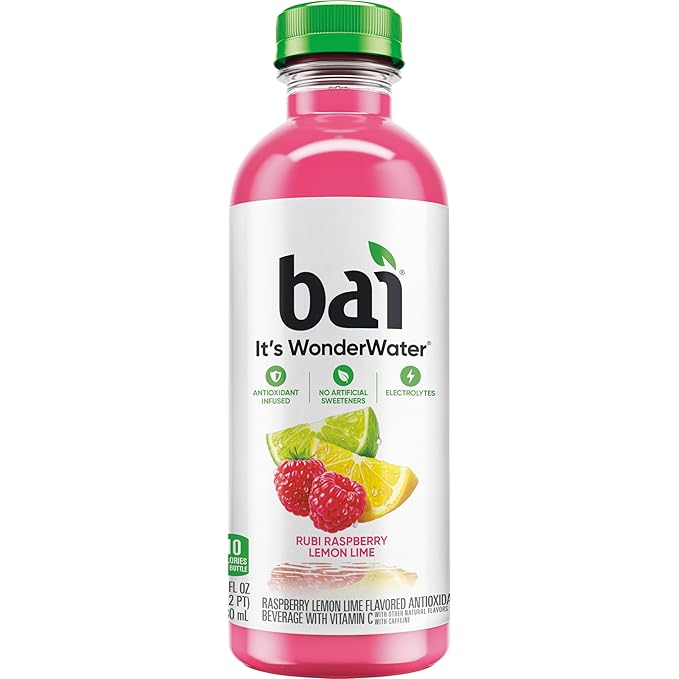 Bai Antioxidant Infused Water Beverage, Raspberry Lemon Lime, with Vitamin C and No Artificial Sweeteners, 18 Fluid Ounce Bottle, 12 Pack