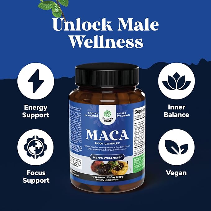 Bundle of Horny Goat Weed Complex with Tongkat Ali, Saw Palmetto, Panax Ginseng & Black Maca Root Plus Potent Herbal Supplement with Siberian Ginseng, Ashwagandha & Maca for Men’s Energy & Wellness