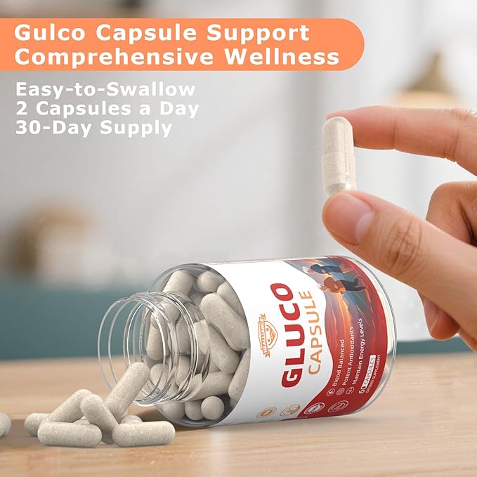 Gluco Blood Balance Capsule - Natural Healthy Glucoplus Supplement Gluco Revive Capsules for Support Metabolism Antioxidants and Maintain Energy with Berberine Bitter Melon Cinnamon (60 Capsules)