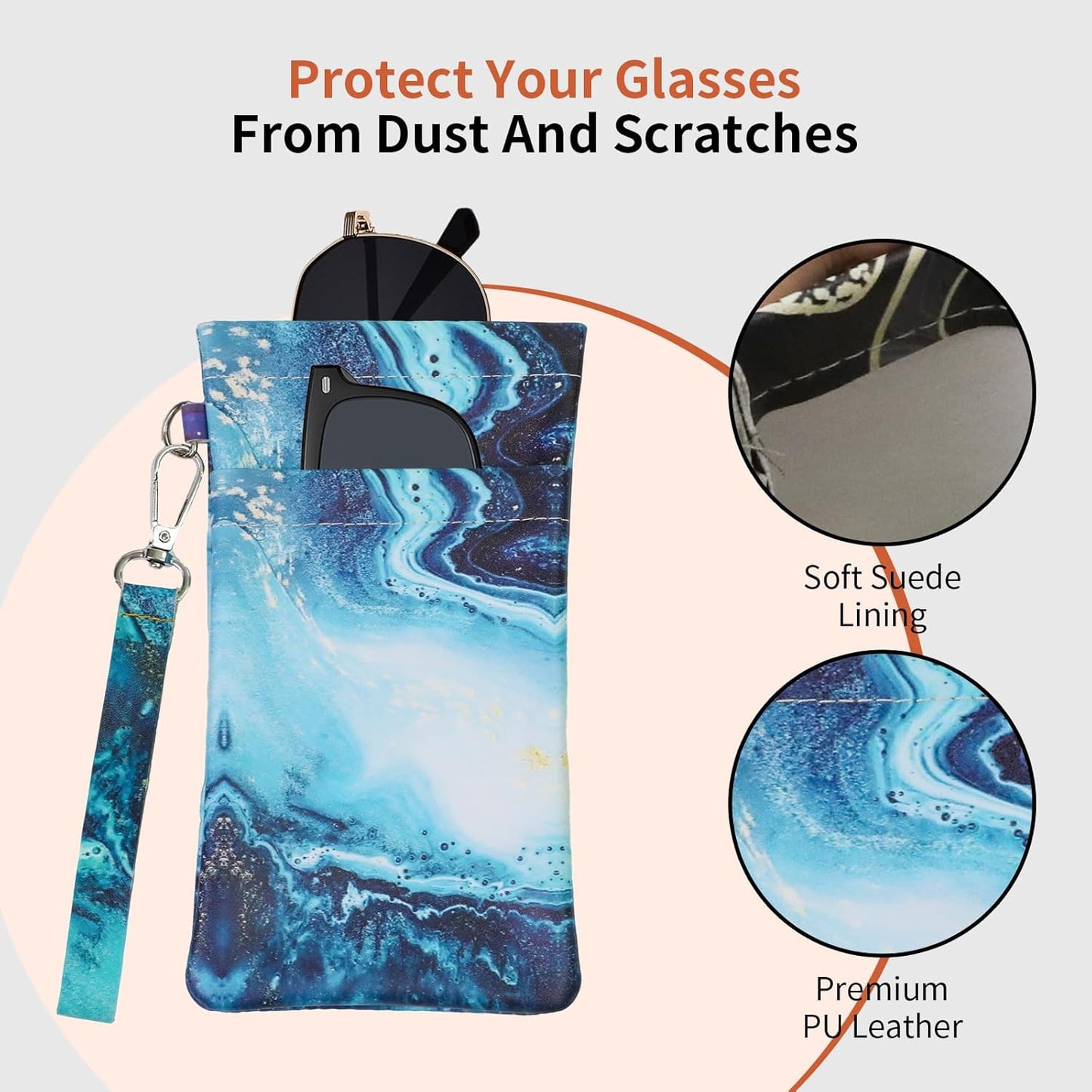 Double Eyeglass Case Soft Dual Glasses Case for Women Men Travel Squeeze Top Sunglasses Cases Eyeglasses Pouch