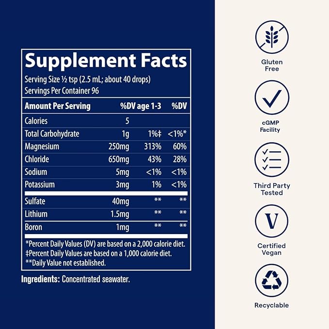 Trace Minerals ConcenTrace Trace Mineral Drops - Liquid Supplement for Bone & Joint Support - Aids Hydration & Electrolyte Restoration - Unflavored, 8 fl oz (192 Servings)