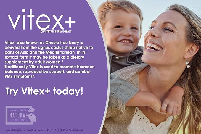 VH Nutrition VITEX+ | Vitex Chasteberry Supplement for Women | Hormonal Balance* and Fertility Support* | 650mg Per Serving of Vitex Berry Extract Powder | 60 Capsules