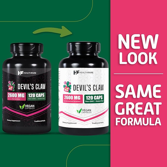Devil's Claw Herbal Supplement, Extract 2600mg | 120 Veg Capsules | Support Low Back Discomfort | Max Potency Formula | Non-GMO | Gluten-Free