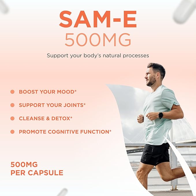 Bioactive SAM-e 500mg - High Strength SAM-e Supplement with Biologically Active S,S Form for Liver and Mood Support - Vegan Non-GMO Preservative Free - Made in The US (120 Servings)