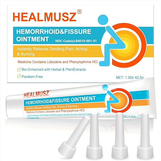 Hemorrhoid & Fissure Ointment, Hemorrhoid Treatment and Hemorrhoid Cream with Lidocaine 4% & Phenylephrine HCI, Hemorrhoidal treatment for Fast Relief of Itching, Pain, Burning, Swelling - 1.5 oz BB