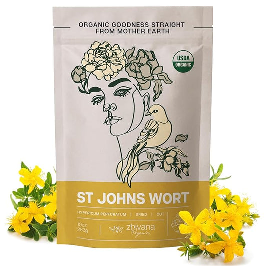 Organic St Johns Wort Tea (10 oz.) – 100% Pure Dried Saint John’s Wort Herb – Te de Hierba de San Juan Organica
