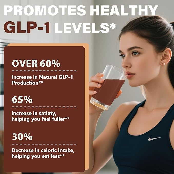 GLP-1 Booster Supplement Powder, Yerba Mate, Natural 9 Plant Extracts, Activate GLP-1 Production, Digestive Gut Healthy for Women Men, Sugar-Free (30 Servings, Chocolate)