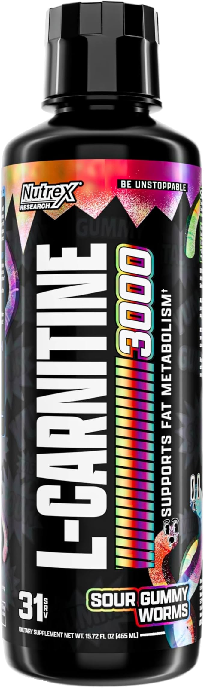 Nutrex Research Liquid Carnitine 3000 – Sour Gummy Worms | L-Carnitine Liquid Shots, Stimulant Free | Supports Muscle Recovery for Men and Women